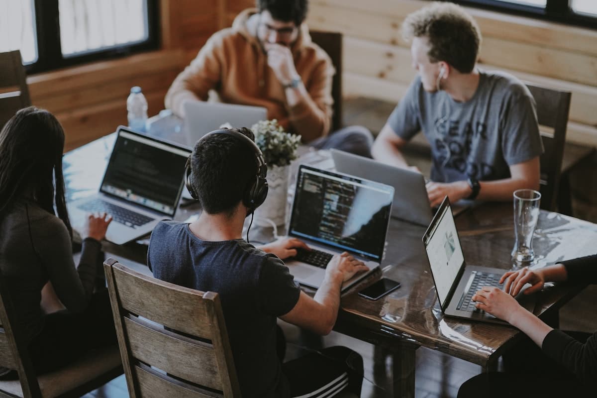 Technology professionals collaborating on a product